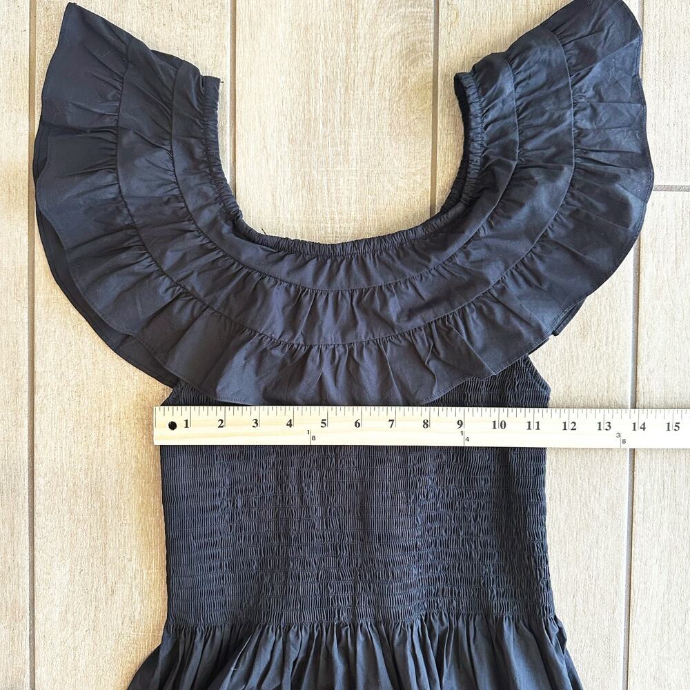 Hill House Akilah Nap Midi Dress XS Black Cottage Regencycore Smocked Ruffle - Picture 8 of 9